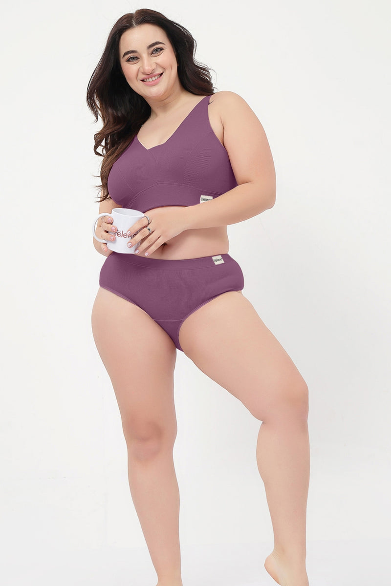 Sera Fine Rib Mid Rise Hipster - Purple