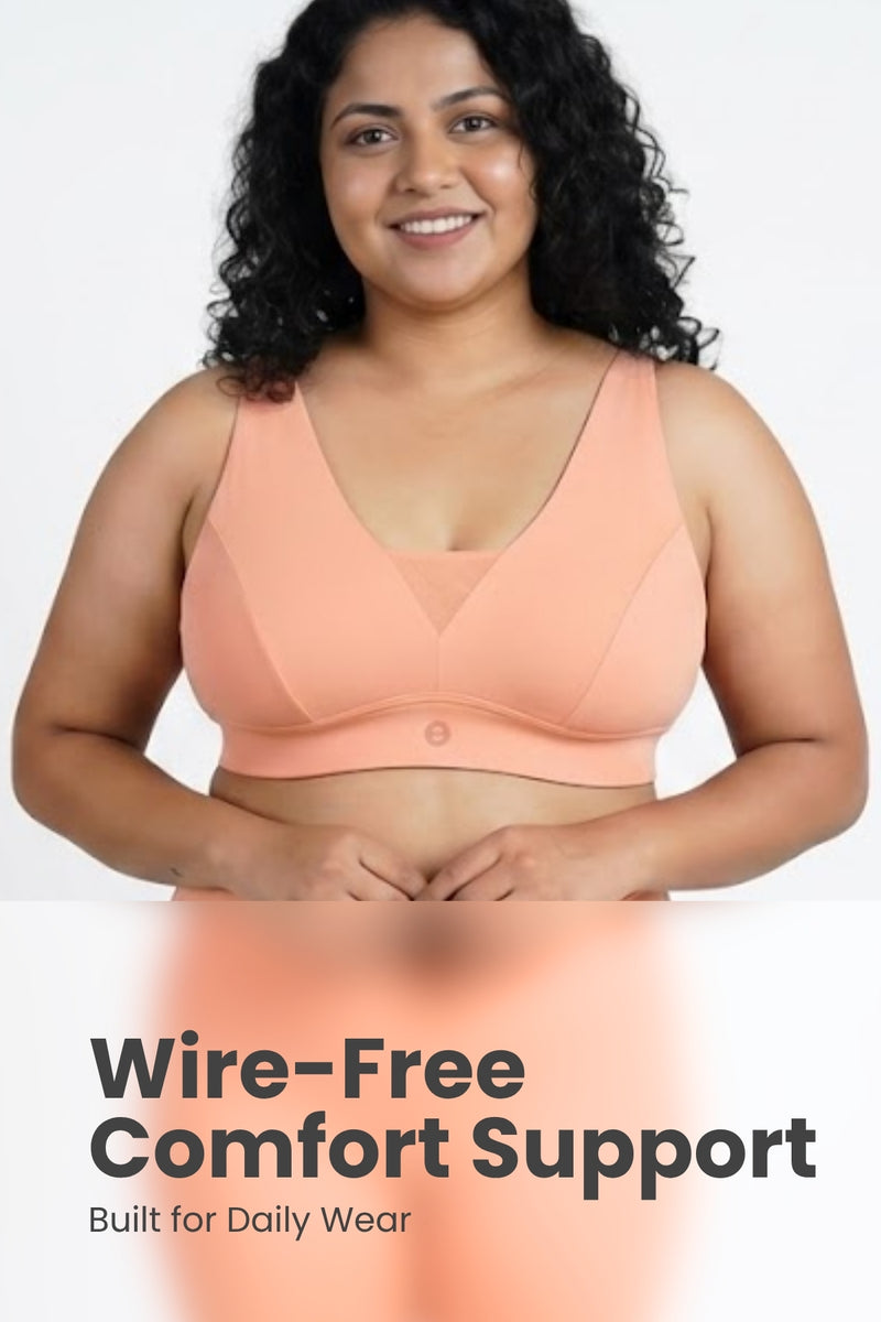 Fixed Padded Modal Maternity Bra with Support - Coral