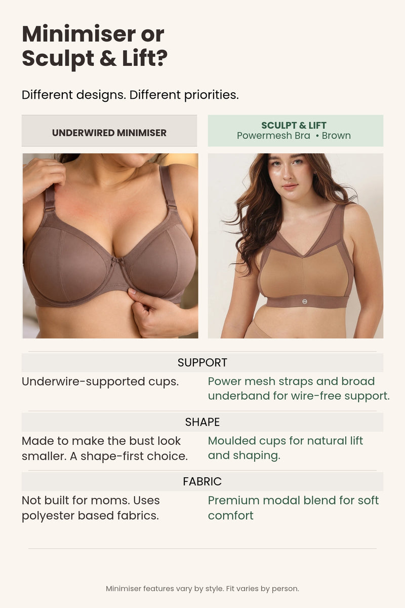 Sculpt & Lift Powermesh Bra - Brown