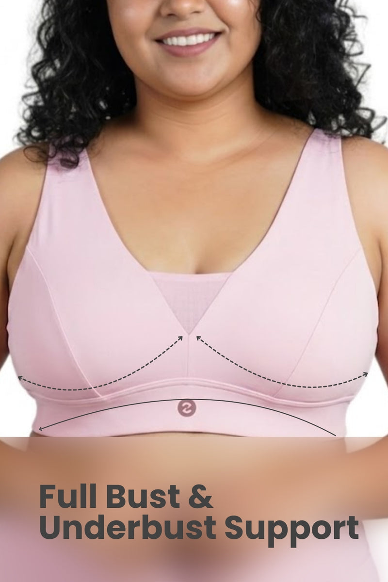 Fixed Padded Modal Maternity Bra with Support - Light Pink