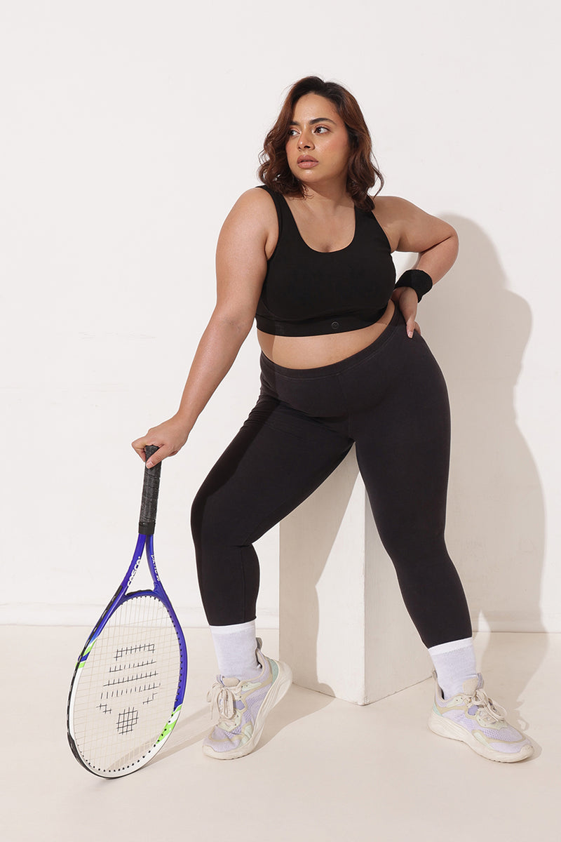 Sculpt & Lift Cotton Sports Bra - Black
