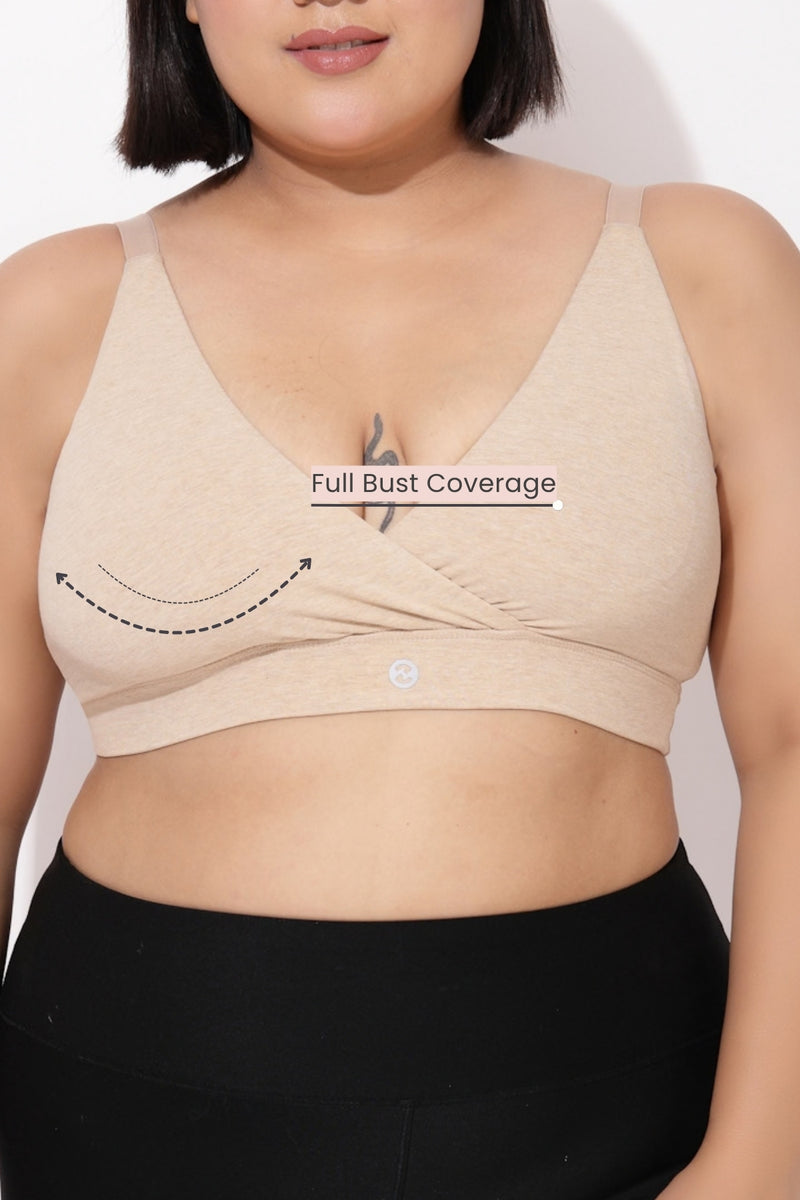 247 Extra Support Cotton Feeding Bra with Adjuster - Melange Beige