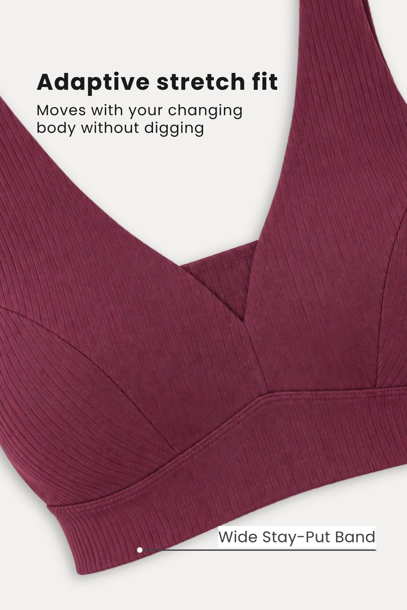 Natural Shape Wide Rib Bra - Dark Berry