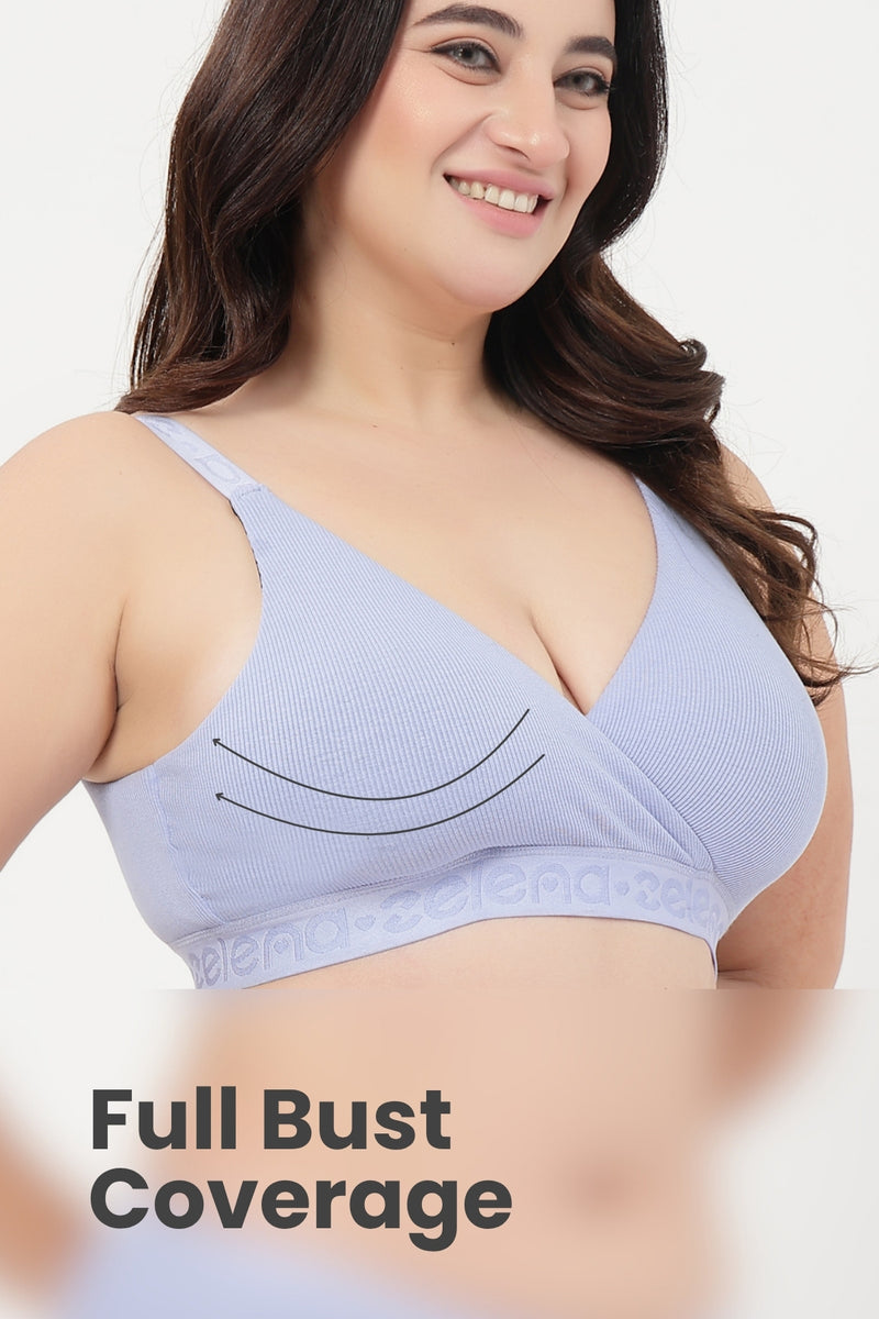 Zena Fine-Rib Bra - Soft Blue