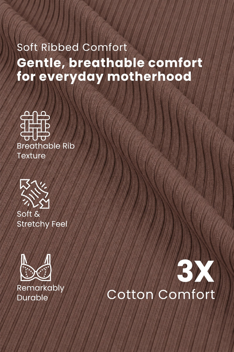 Natural Shape Wide Rib Bra - Mocha