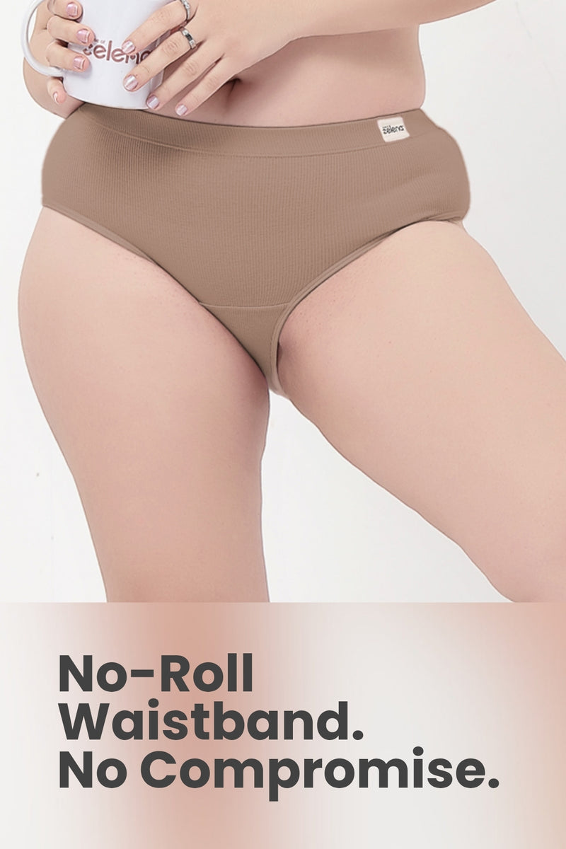 Sera Fine Rib Mid Rise Hipster - Skin