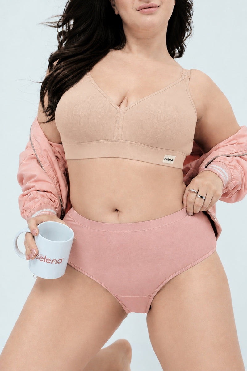 Lira Ribbed Cotton Nursing Padded Bra - Butter