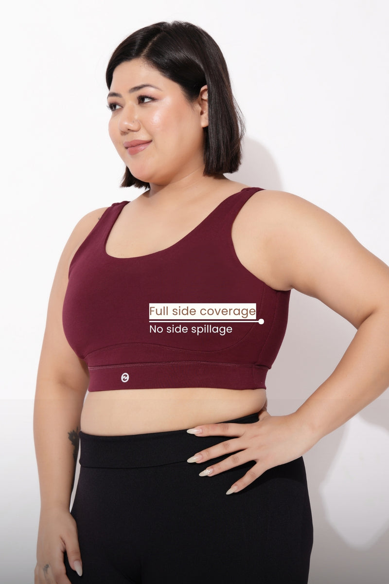 Sculpt & Lift Cotton Sports Bra - Wine