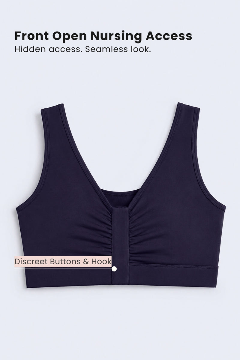Ruched Invisible Button Nursing Bra - Future Dusk
