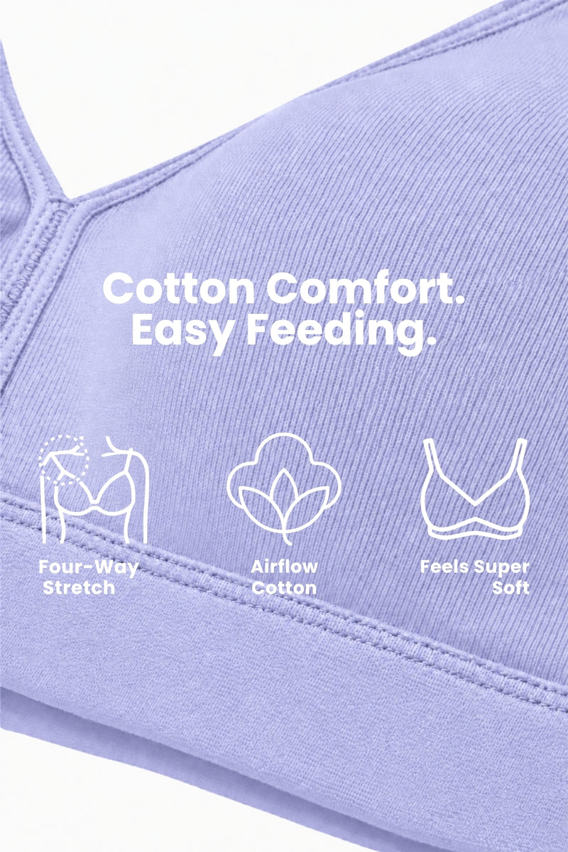Lira Ribbed Cotton Nursing Padded Bra - Mist