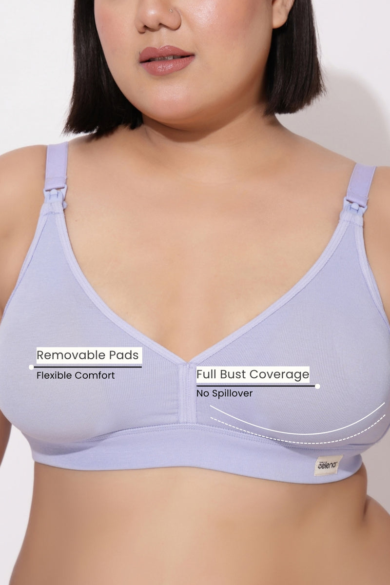 Lira Ribbed Cotton Nursing Padded Bra - Mist
