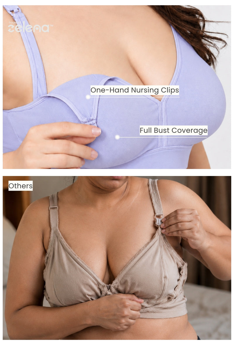 Lira Ribbed Cotton Nursing Padded Bra - Mist