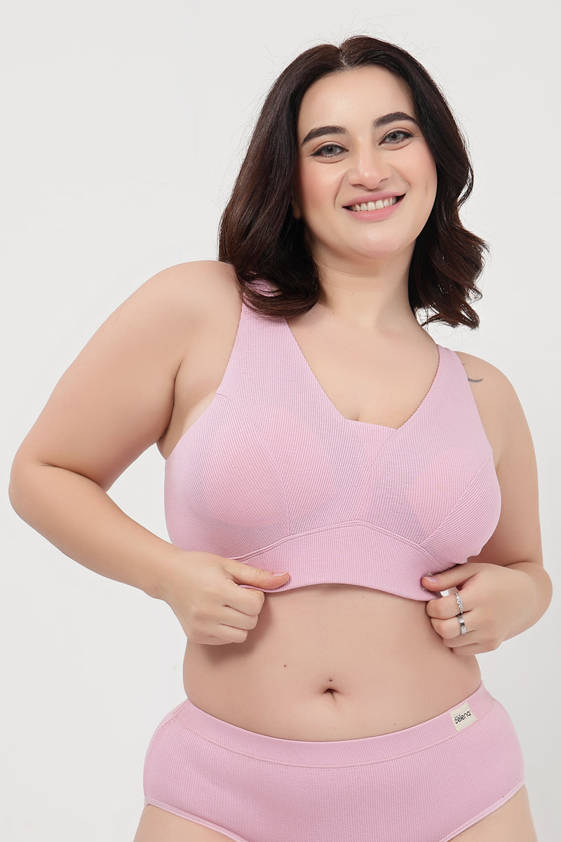Sera Fine-Rib Bra - Pink
