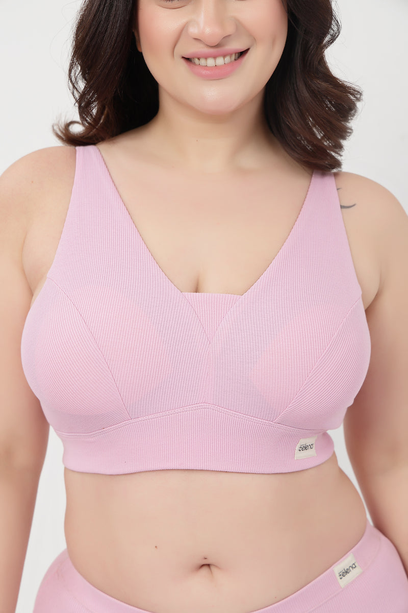 Sera Fine-Rib Bra - Pink