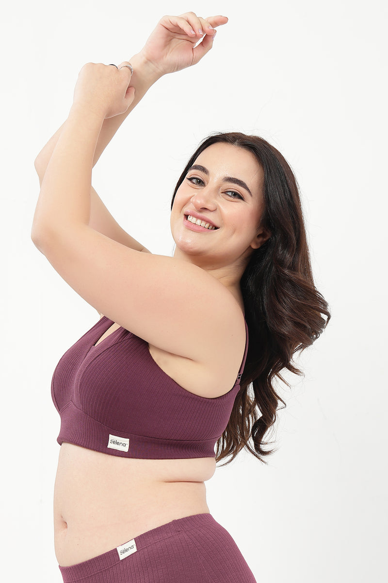 Sera Broad-Rib Bra - Dark Berry