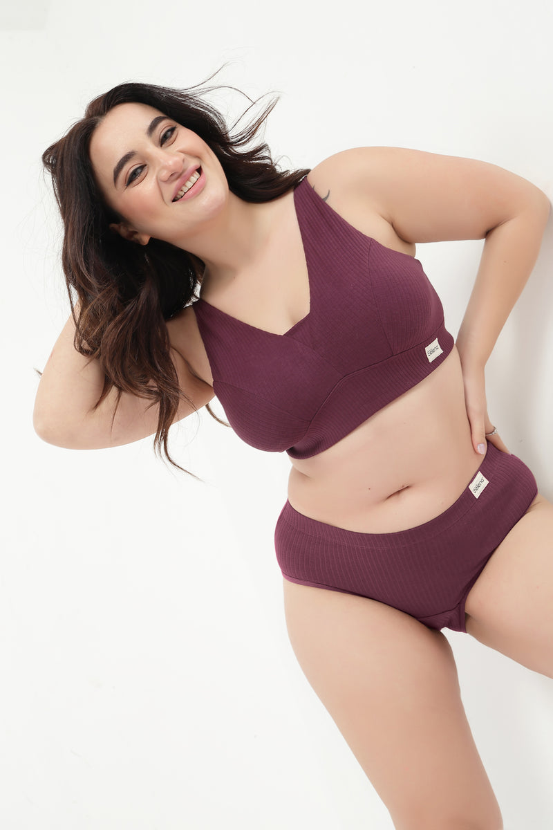 Sera Broad-Rib Bra - Dark Berry