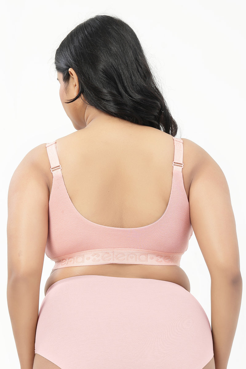 Zena Fine-Rib Bra - Rose Gold