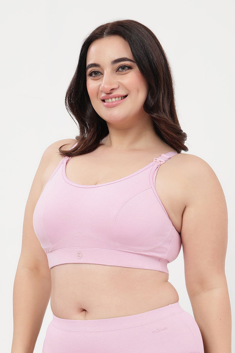 SecureFit Cotton Non-Padded Feeding Bra - Baby Pink