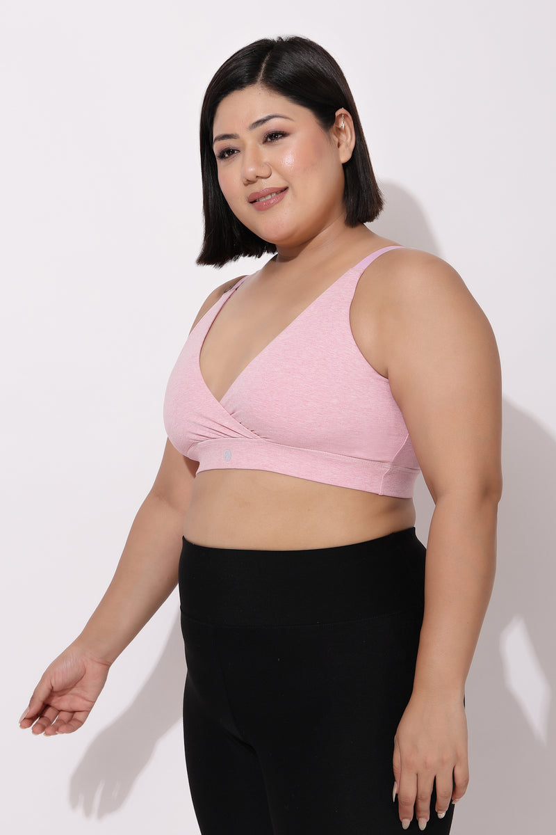 247 Extra Support Cotton Feeding Bra with Adjuster - Melange Pink