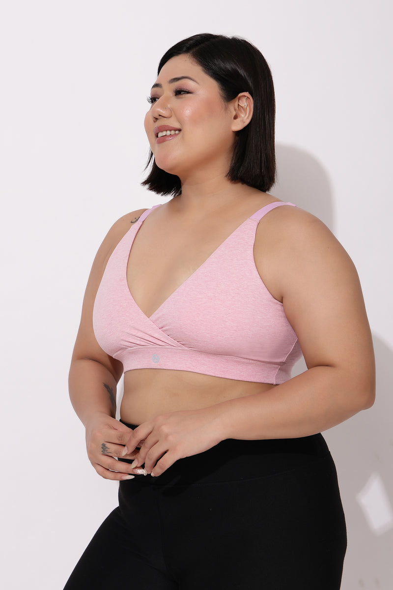 247 Extra Support Cotton Feeding Bra with Adjuster - Melange Pink