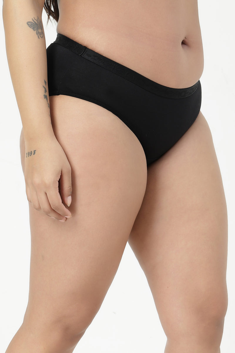 Cotton Mid-Rise Hipster - Black