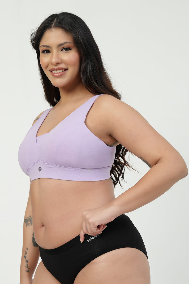 SecureFit Cotton Fixed-Pad Bra - Lavender
