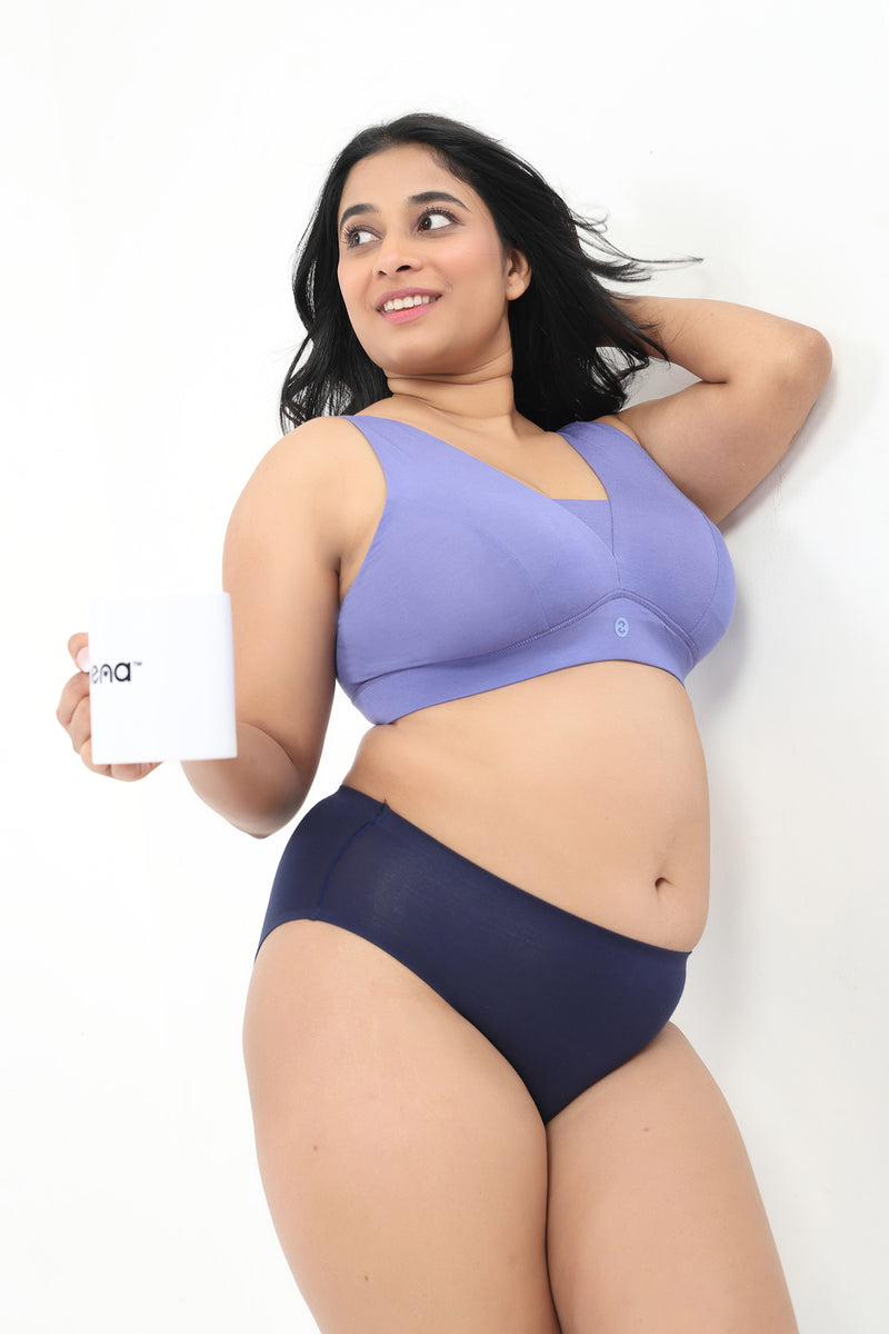 Fixed Padded Modal Maternity Bra with Support - Royal Blue