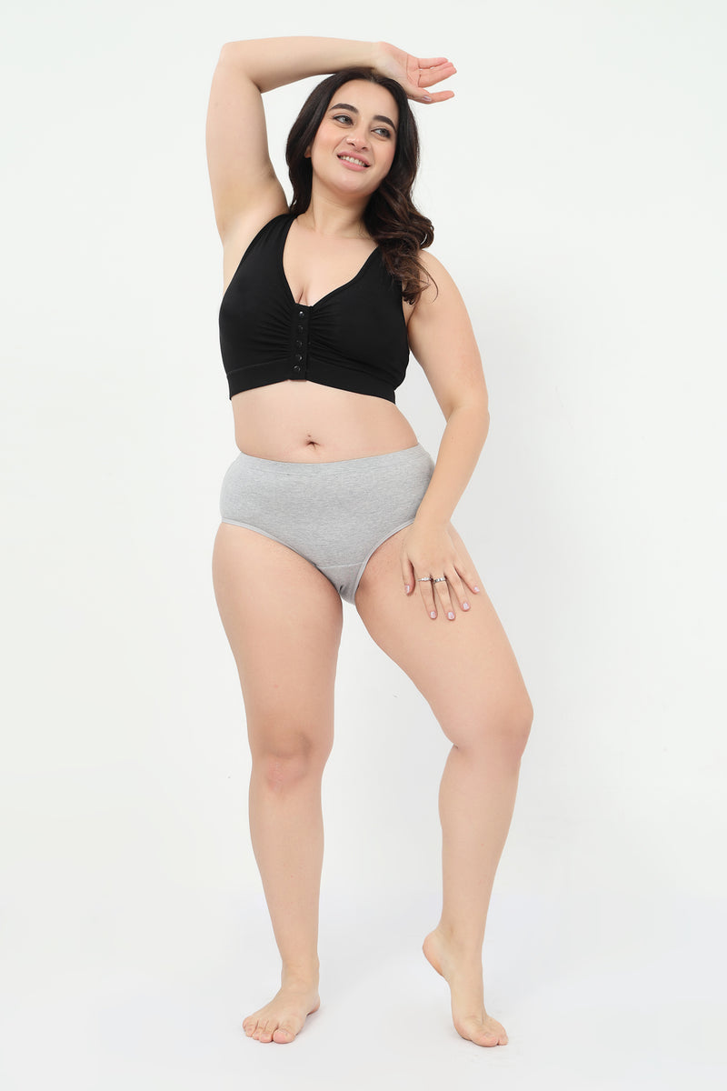 Cotton High-Rise Hipster - Grey Melange