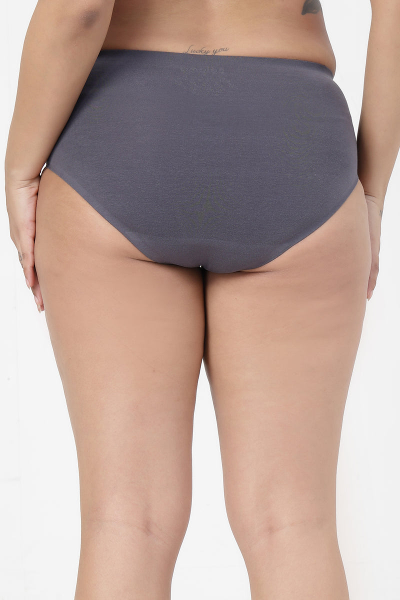 Soft and supportive seamless cotton panty in Dark Grey with a comfortable mid-rise fit.