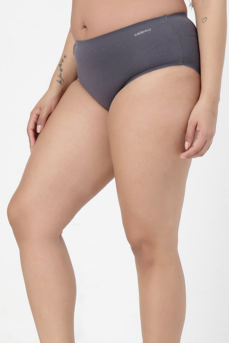 Dark Grey cotton panty featuring stretchable cotton fabric for all-day wear.