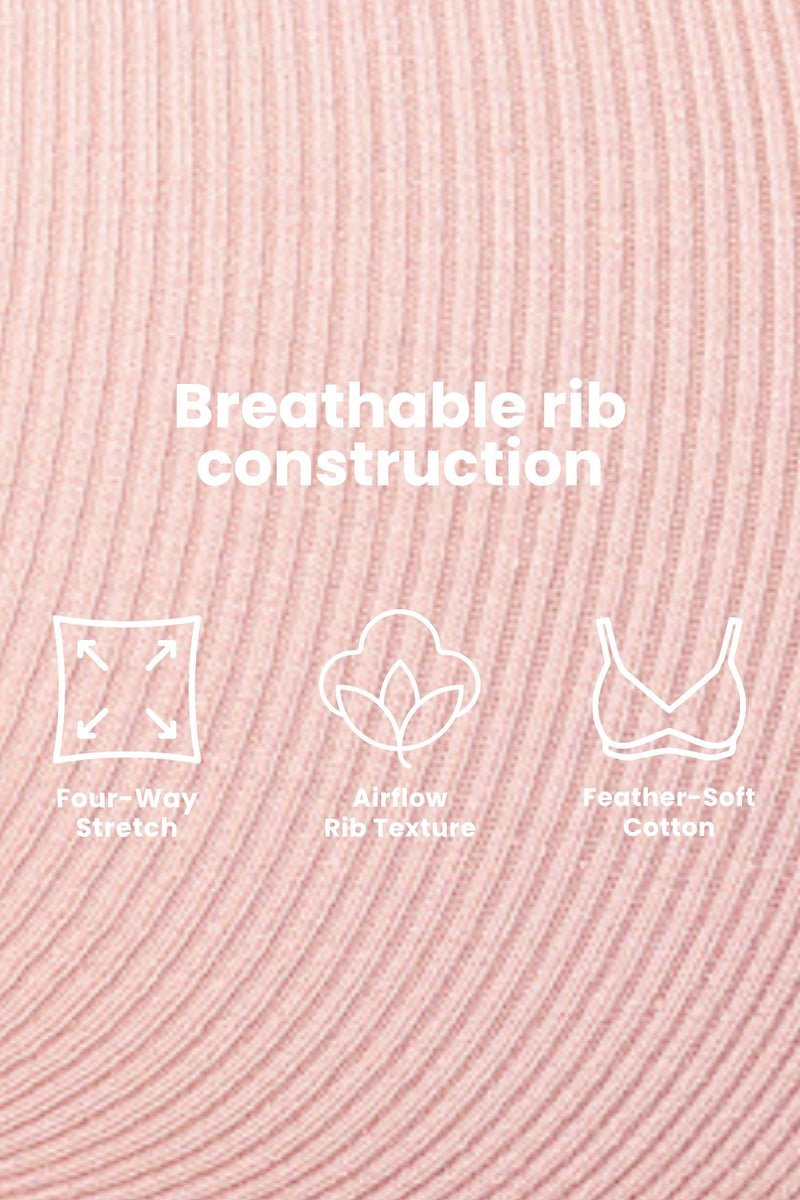 Zena Fine-Rib Bra - Rose Gold