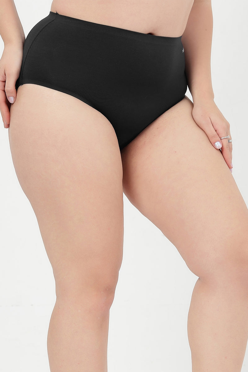 House of Zelena Modal Seamless-Finish High Rise Seamless Hipster Panty in Black for comfort.