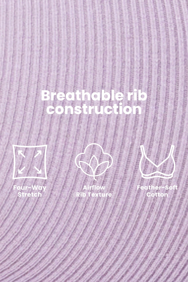 Zena Fine-Rib Bra - Lavender