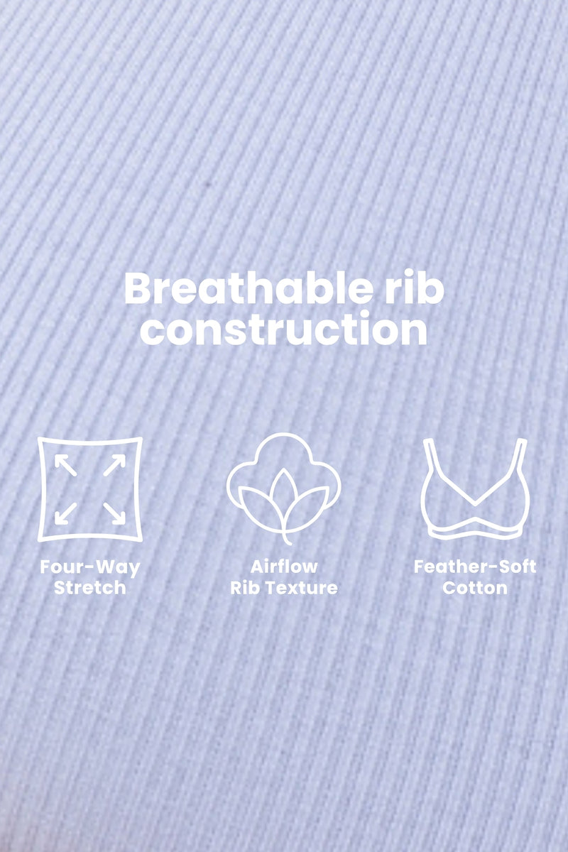 Zena Fine-Rib Bra - Soft Blue