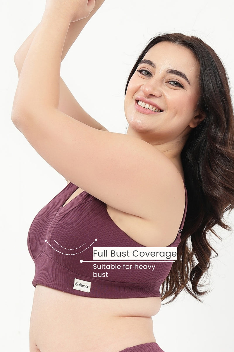 Natural Shape Wide Rib Bra - Dark Berry