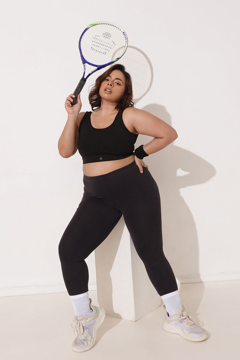 Sculpt & Lift Cotton Sports Bra - Black