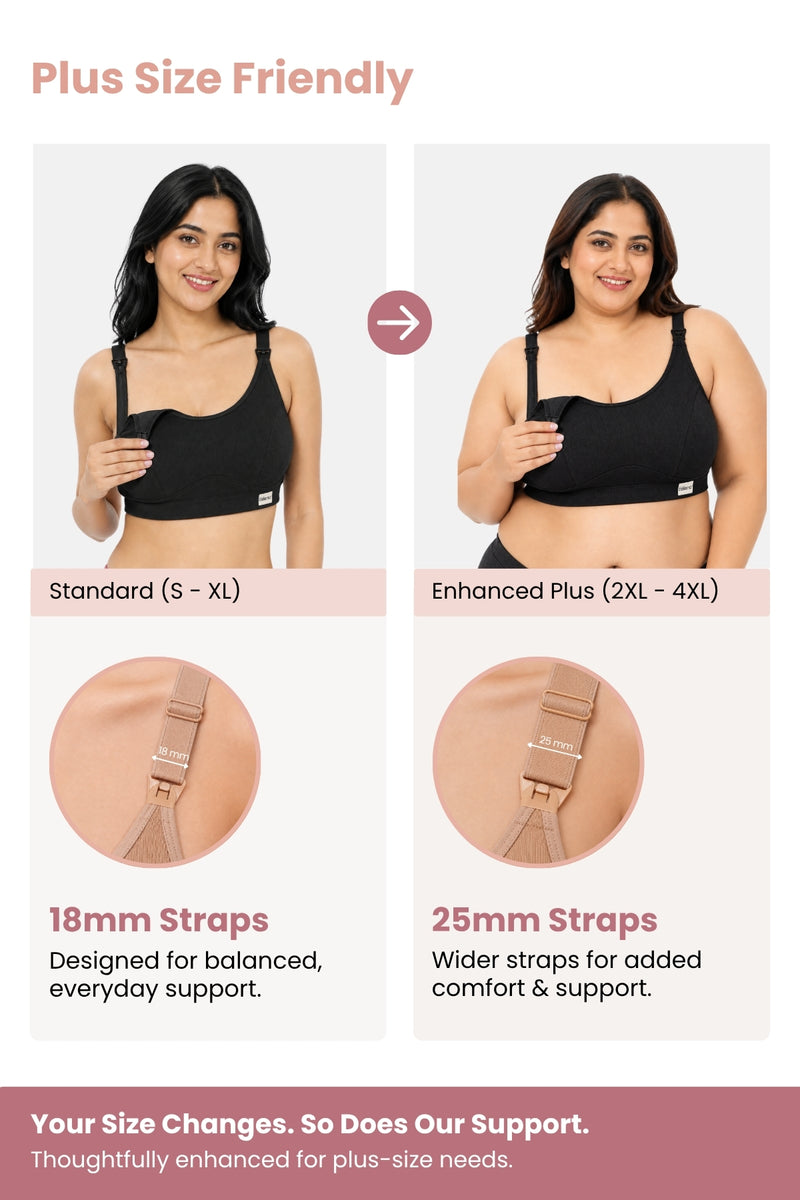 Riva Fine-Rib Cotton Feeding Bra - Black