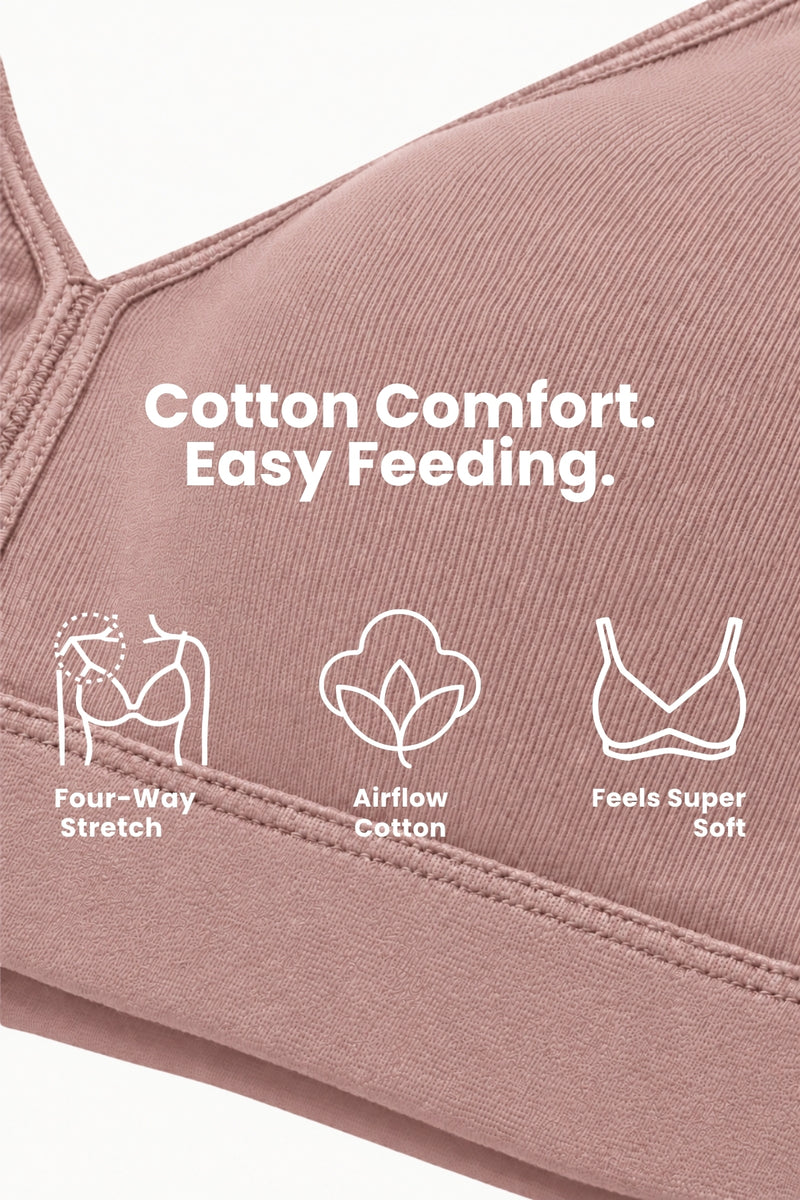 Lira Ribbed Cotton Nursing Padded Bra - Caramel
