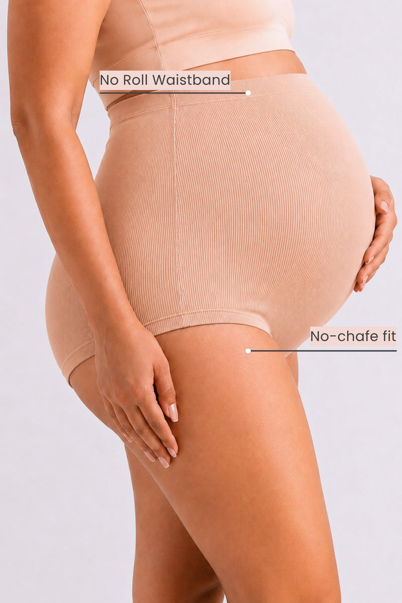 Pregnancy Panty – Over-the-Belly (Rib Textured) - Nude Almond