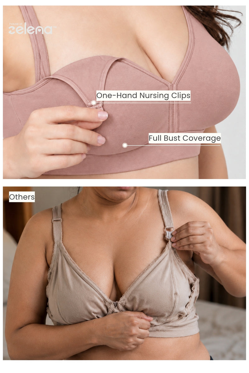 Lira Ribbed Cotton Nursing Padded Bra - Caramel