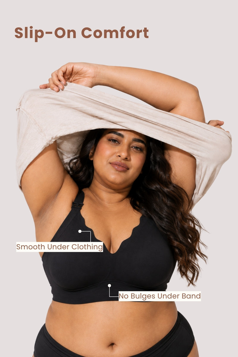 Sculpt & Lift Scallop Nursing Bra - Onyx