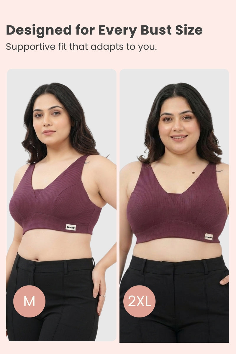 Natural Shape Wide Rib Bra - Dark Berry