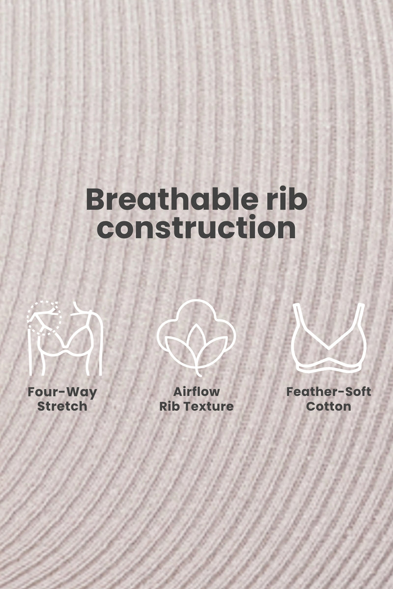 Zena Fine-Rib Bra - Grey Melange