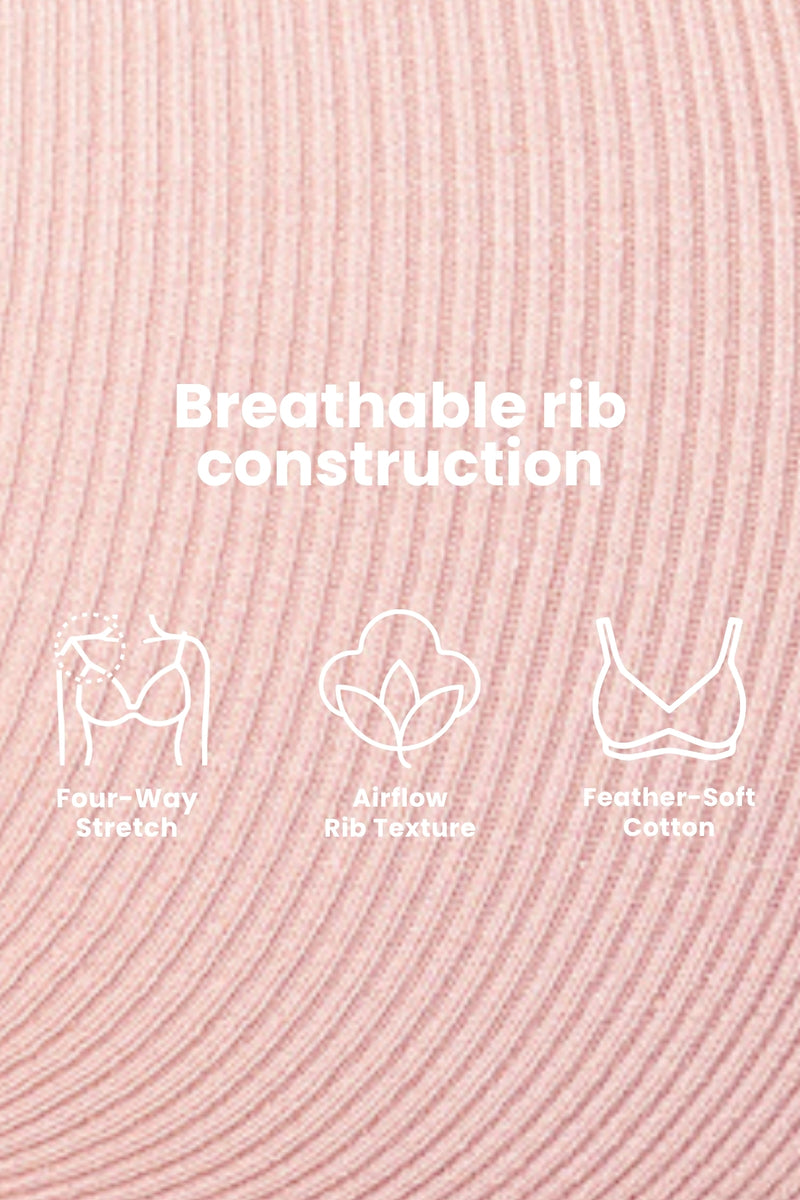Zena Fine-Rib Bra - Rose Gold