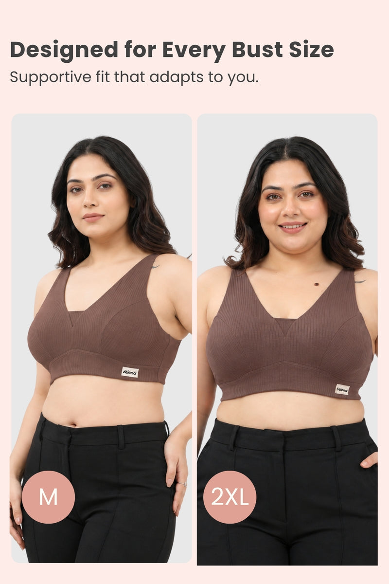 Natural Shape Wide Rib Bra - Mocha