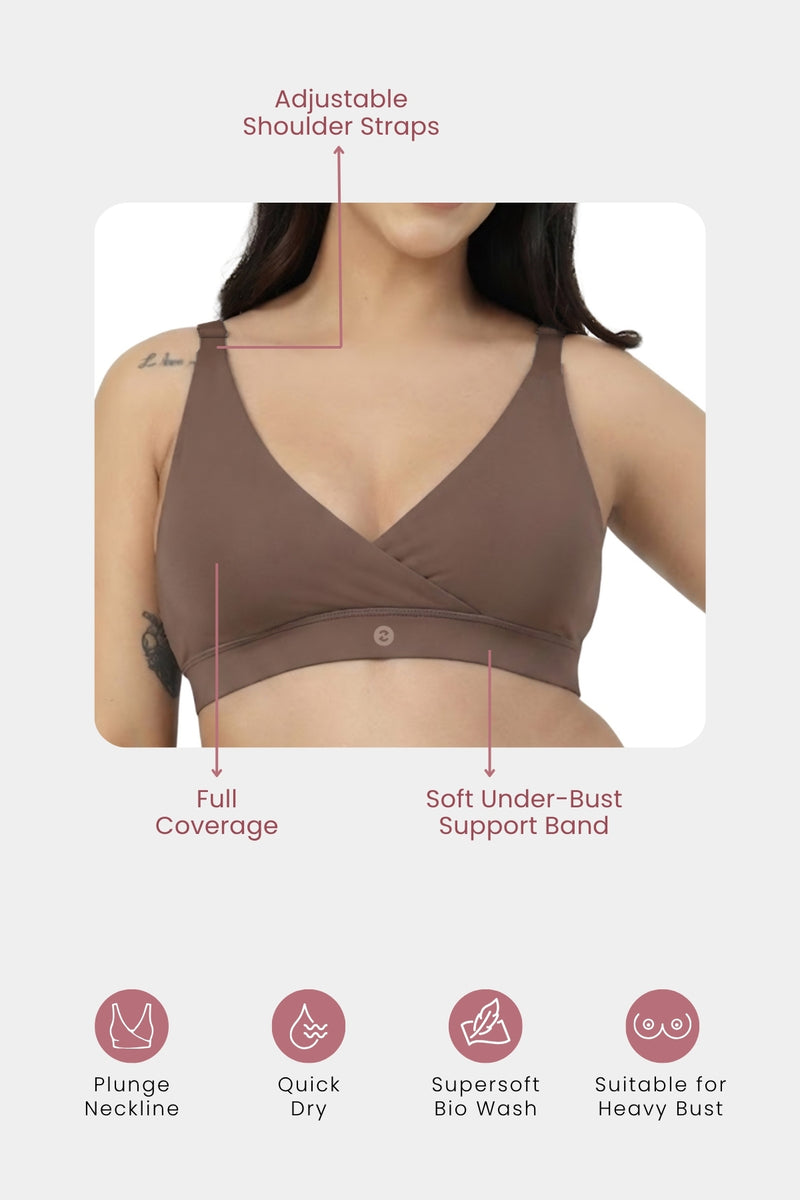 247 Extra Support Cotton Feeding Bra with Adjuster - Mocha