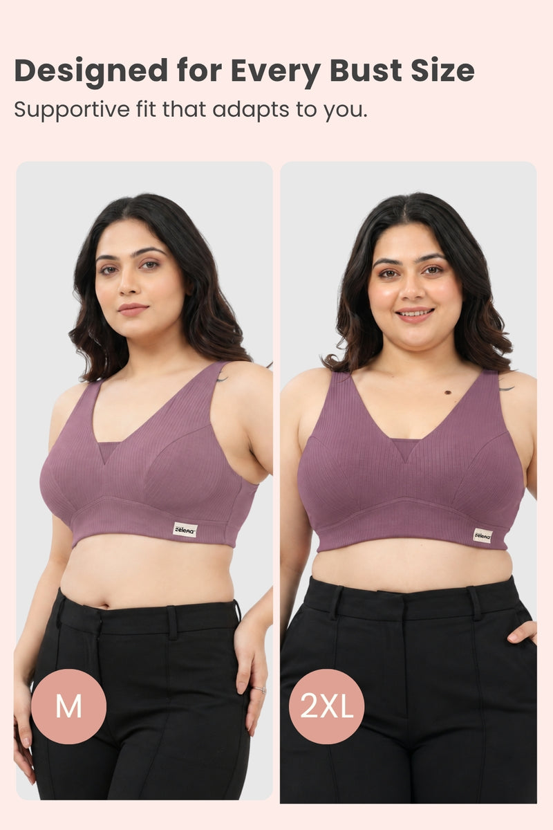 Natural Shape Wide Rib Bra - Purple