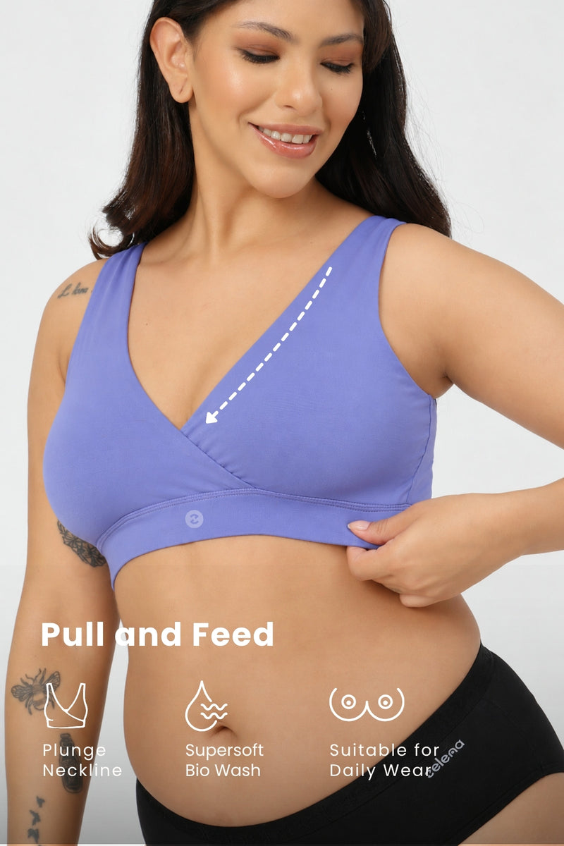 247 (Upgraded) Royal Blue Modal Padded Maternity Feeding Bra
