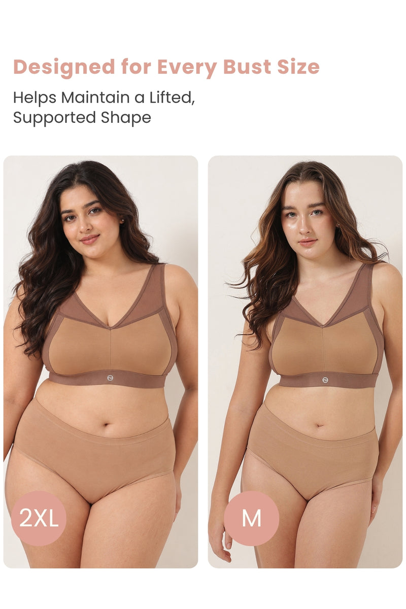 Sculpt & Lift Powermesh Bra - Brown