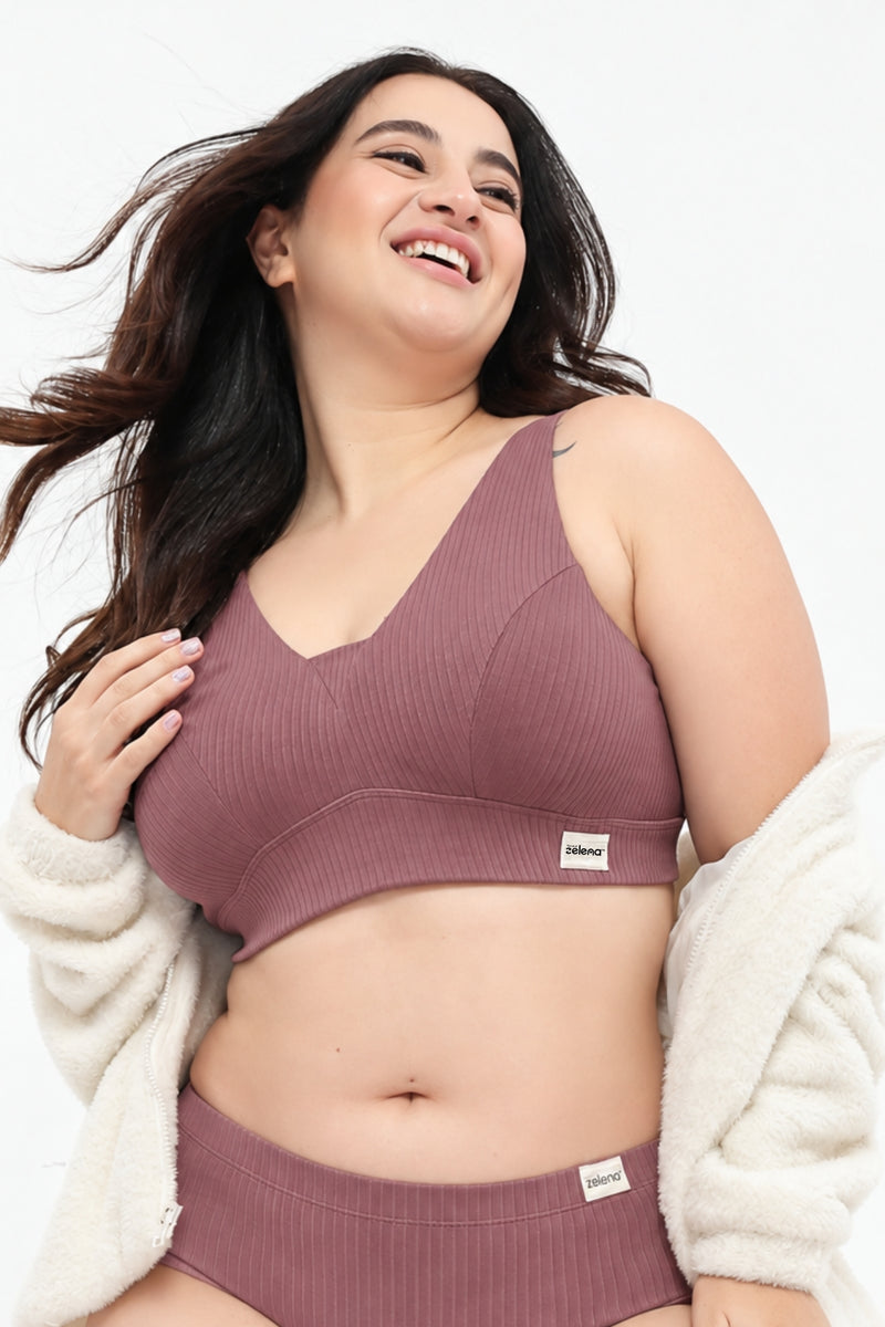 Natural Shape Wide Rib Bra - Blush